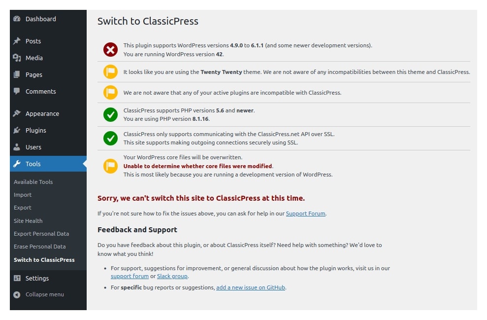 migrate from wordpress to classicpress