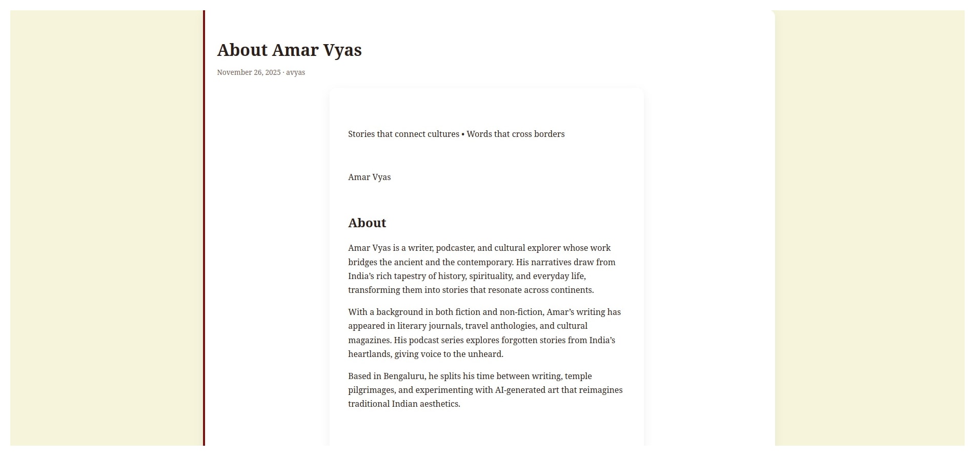 About page for child theme for Astra