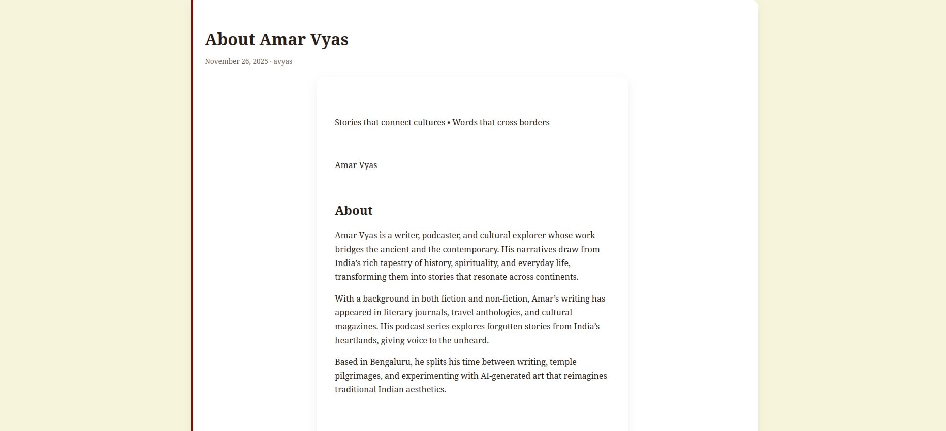 About page for child theme for Astra