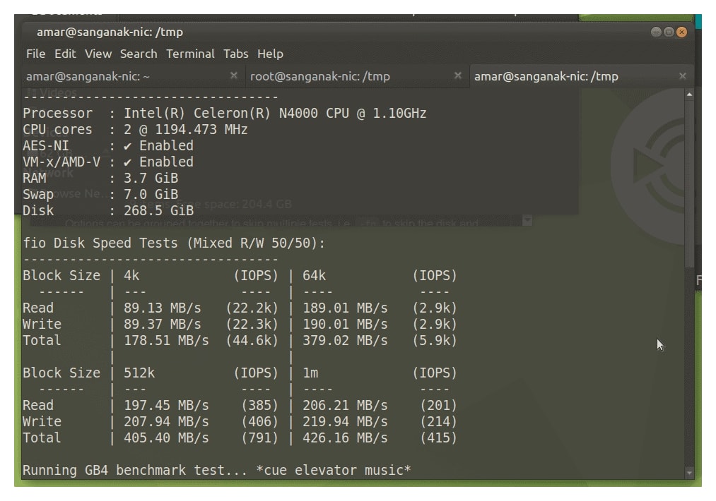 YABS or Yet Another Benchmark Script on Coconics