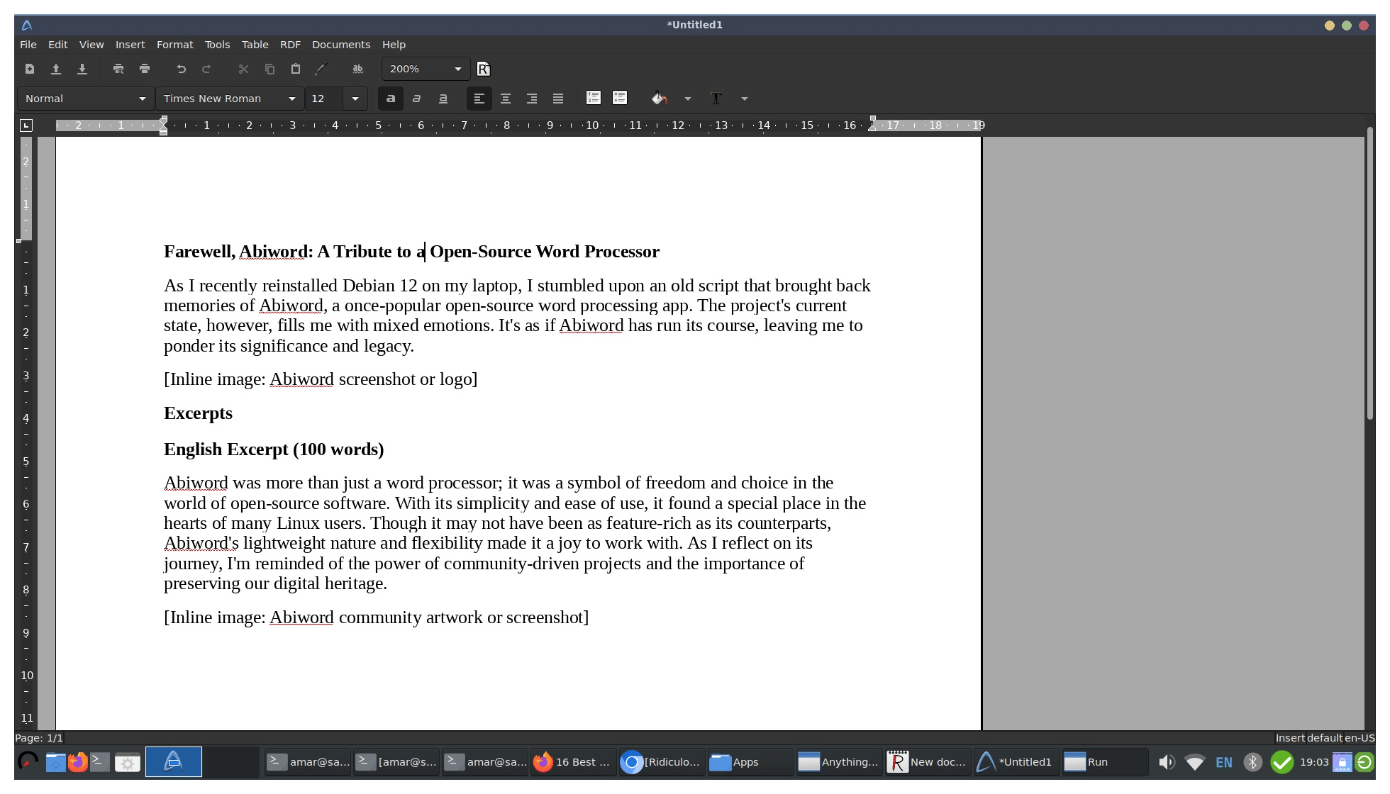 Feature image for Abiword Lightweight Open Source Word Processor. Blog by Amar Vyas
