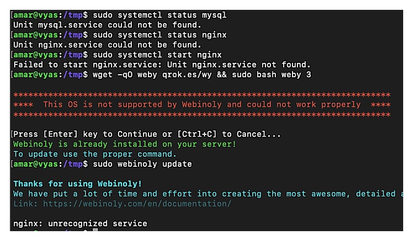 Webinoly installation error on Debian 11