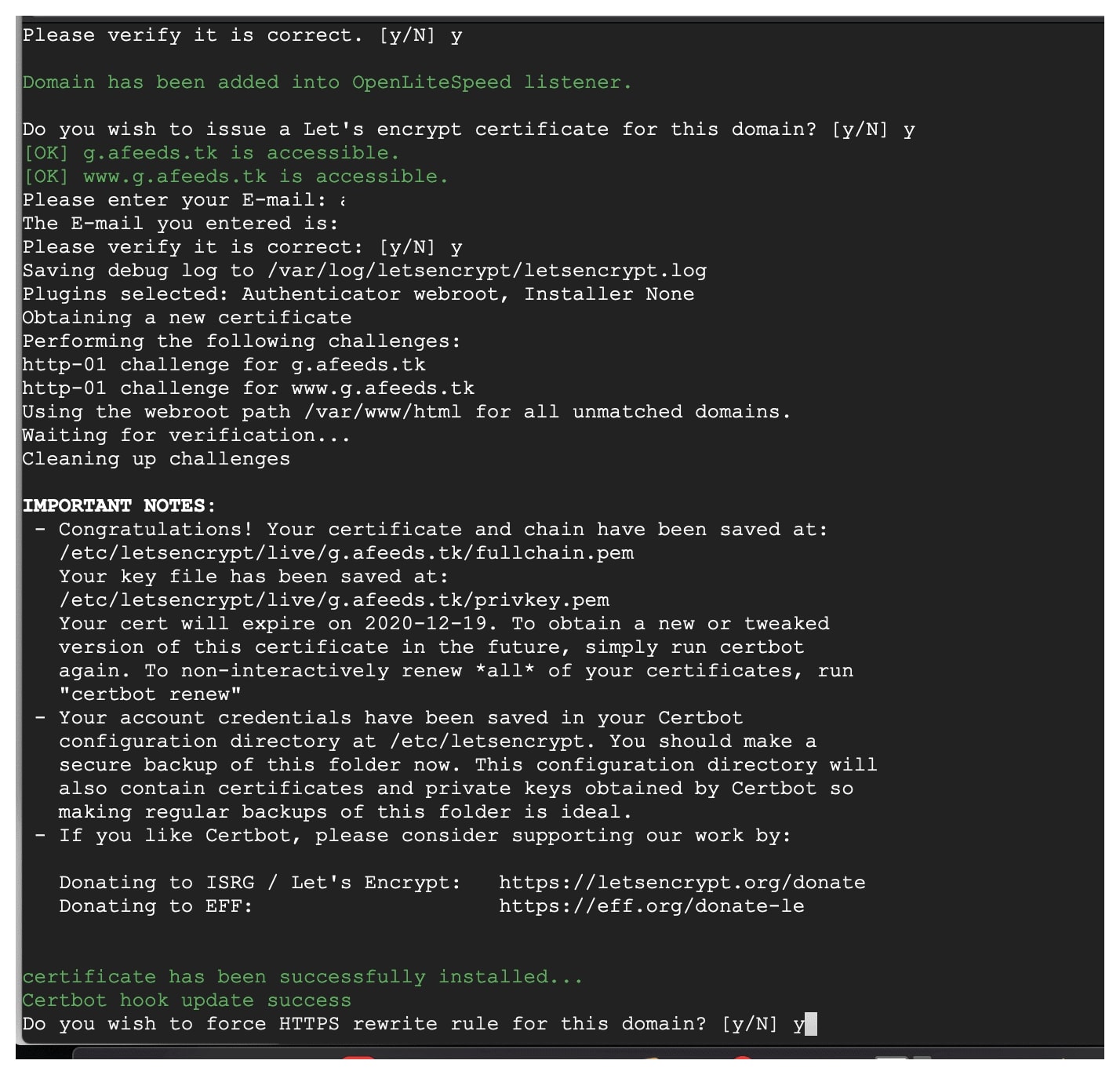 SSL for site security - using Webinoly for wordpress