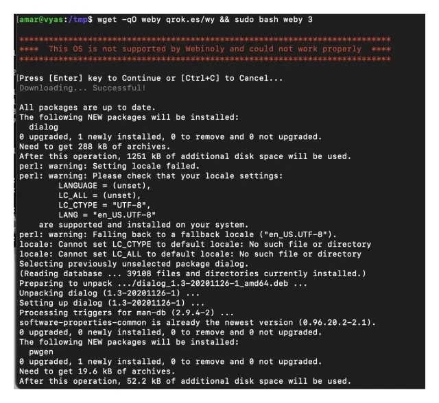 Webinoly installation on VPS