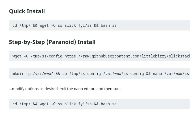 slickstack install on Debian 10 as alternative to using Webinoly for wordpress